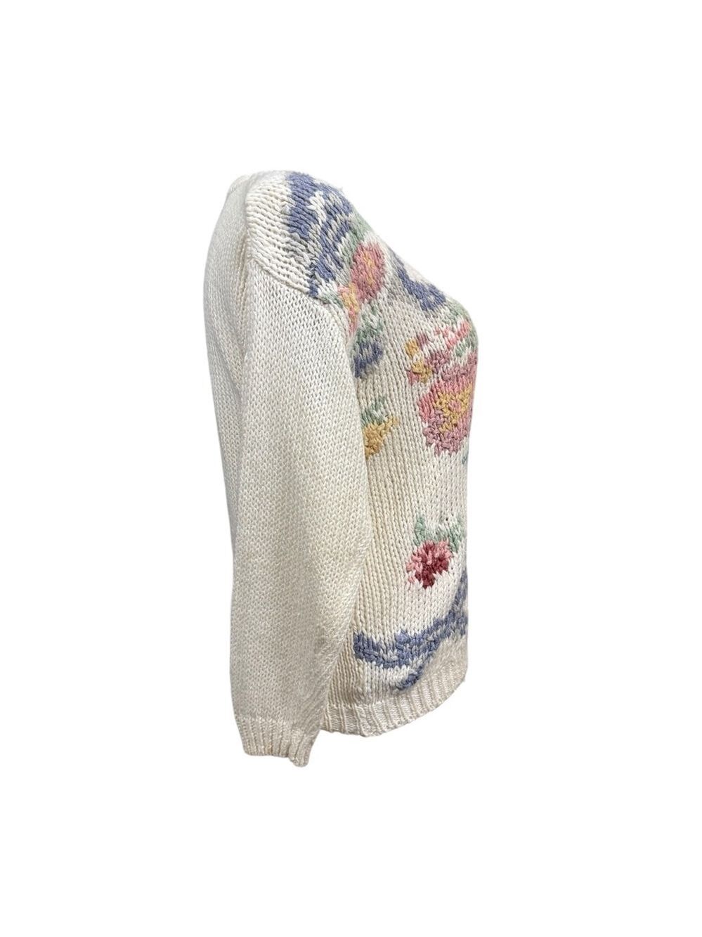 Vintage Needles & Yarn Floral Knit Cardigan Sweater Size Medium - Picture 4 of 9